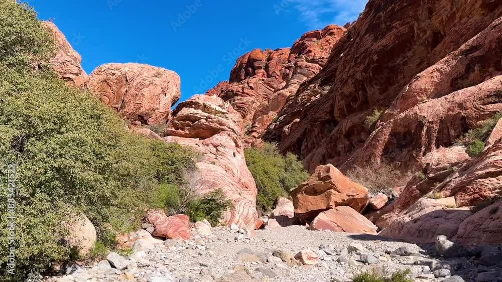 Beautiful Red Rock Formation, Hiking Trail Stock Video | Adobe Stock