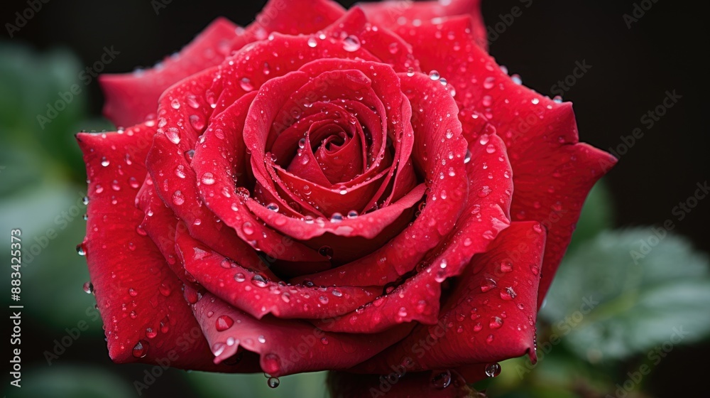 Serene Beauty - Close-up of a Blooming Rose with Dew Drops in Natural Light Serene Beauty - Close-up of a Blooming Rose with Dew Drops in Natural Light