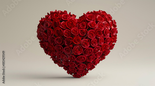 A large heart emoji made of red roses on a white background