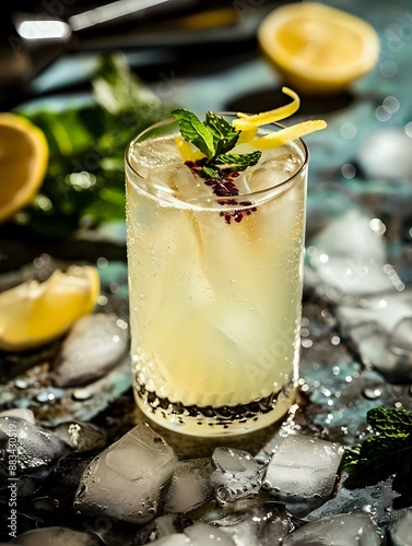 Herbaceous flavors combine with cognac and simple syrup photo