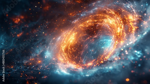 Glowing spiral galaxy in space - generative ai photo