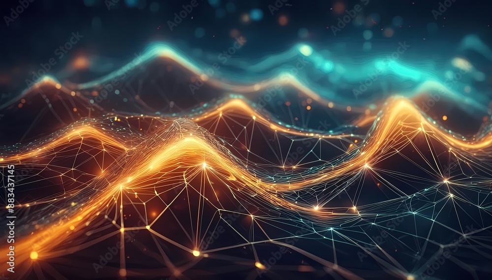 Abstract connected dots and lines. Concept of AI technology, Motion of digital data flow. Abstract connected dots and lines. Concept of AI technology, Motion of digital data flow.