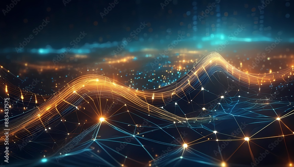 Abstract connected dots and lines. Concept of AI technology, Motion of digital data flow. Abstract connected dots and lines. Concept of AI technology, Motion of digital data flow.