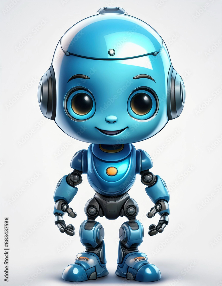Blue humanoid robot, 3D character, illustration. Blue humanoid robot, 3D character, illustration.