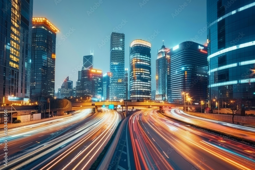 Modern financial hub bustling with digital transactions, driving development and economic improvement, vibrant and dynamic scene Modern financial hub bustling with digital transactions, driving development and economic improvement, vibrant and dynamic scene