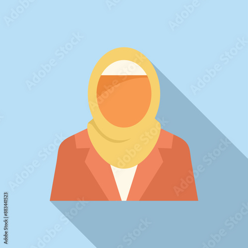 Simple and modern illustration of a muslim businesswoman wearing hijab