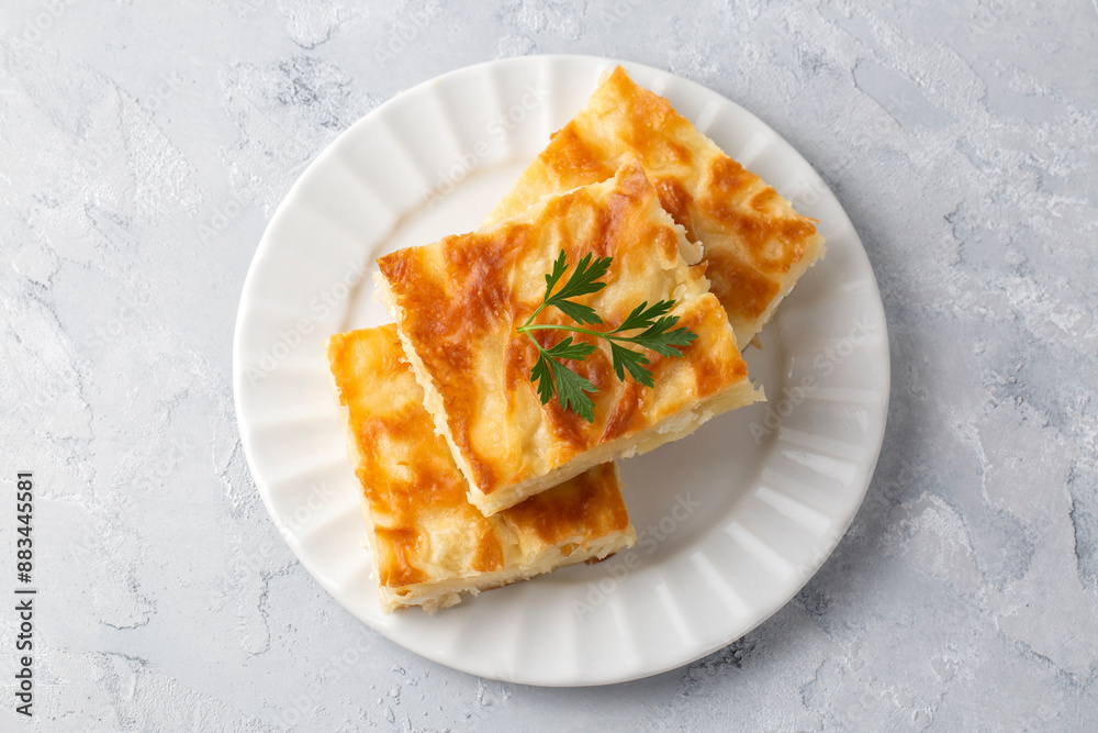 Delicious Turkish food; Tray pastry; (Turkish name; Su boregi) Delicious Turkish food; Tray pastry; (Turkish name; Su boregi)
