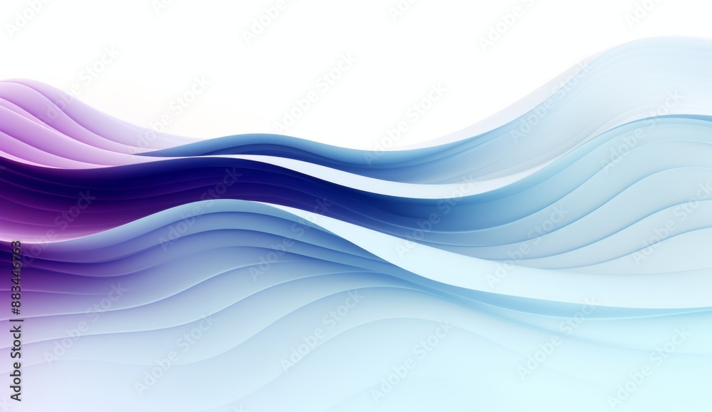 Obraz premium 3D render of an abstract blue and purple wave shaped curve. The image is rendered in the style of curved shapes and flowing colors typically seen in abstract artworks. Any Chinese characters in the or