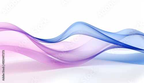 3D render of an abstract blue and purple wave shaped curve. The image is rendered in the style of curved shapes and flowing colors typically seen in abstract artworks. Any Chinese characters in the or