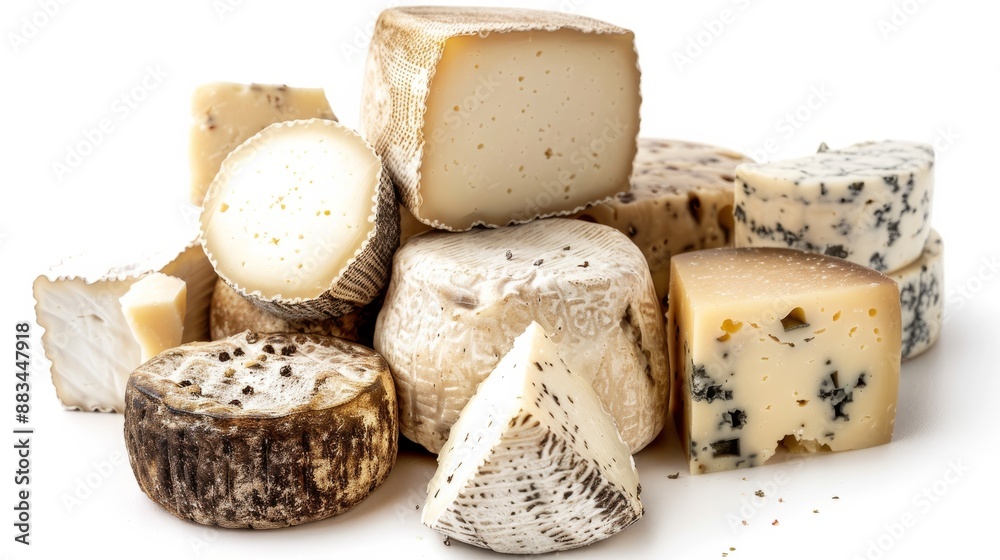 Cheese collection. Сlose-up view, a variety of different cheeses, stacked Cheese collection. Сlose-up view, a variety of different cheeses, stacked