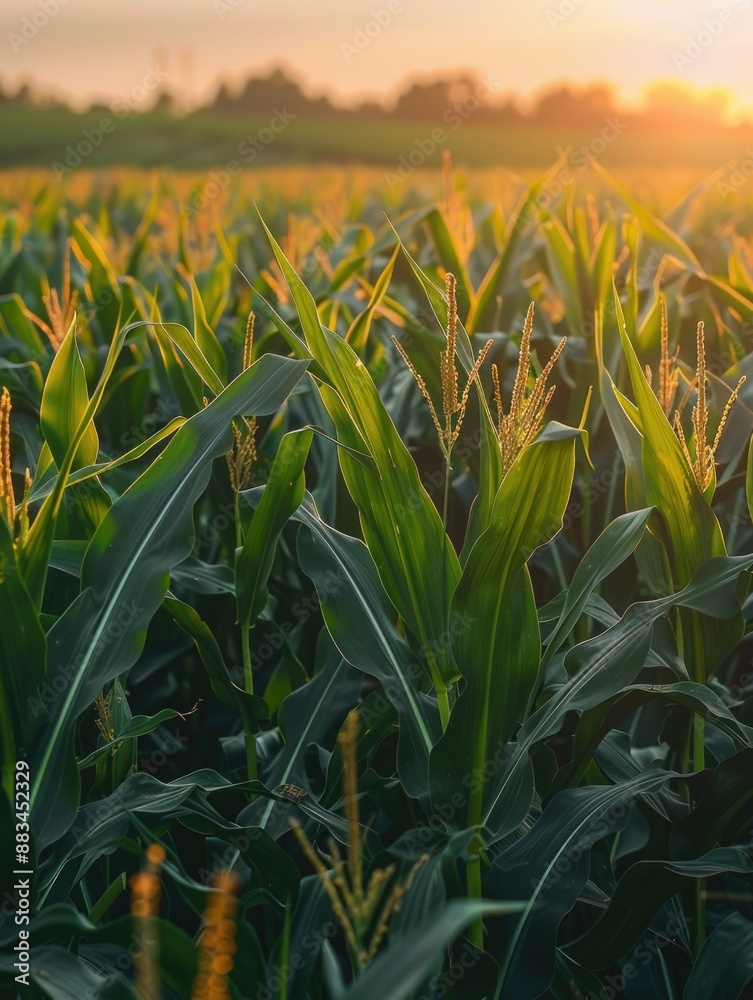 Sunset over cornfield Sunset over cornfield