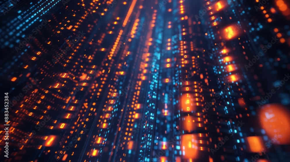 Fototapeta premium Abstract Digital Binary Code with Blurry Background