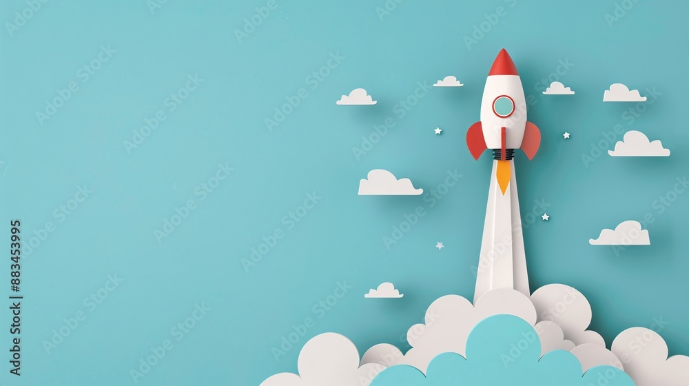 Rocket Launching with Paper Clouds and Stars Rocket Launching with Paper Clouds and Stars