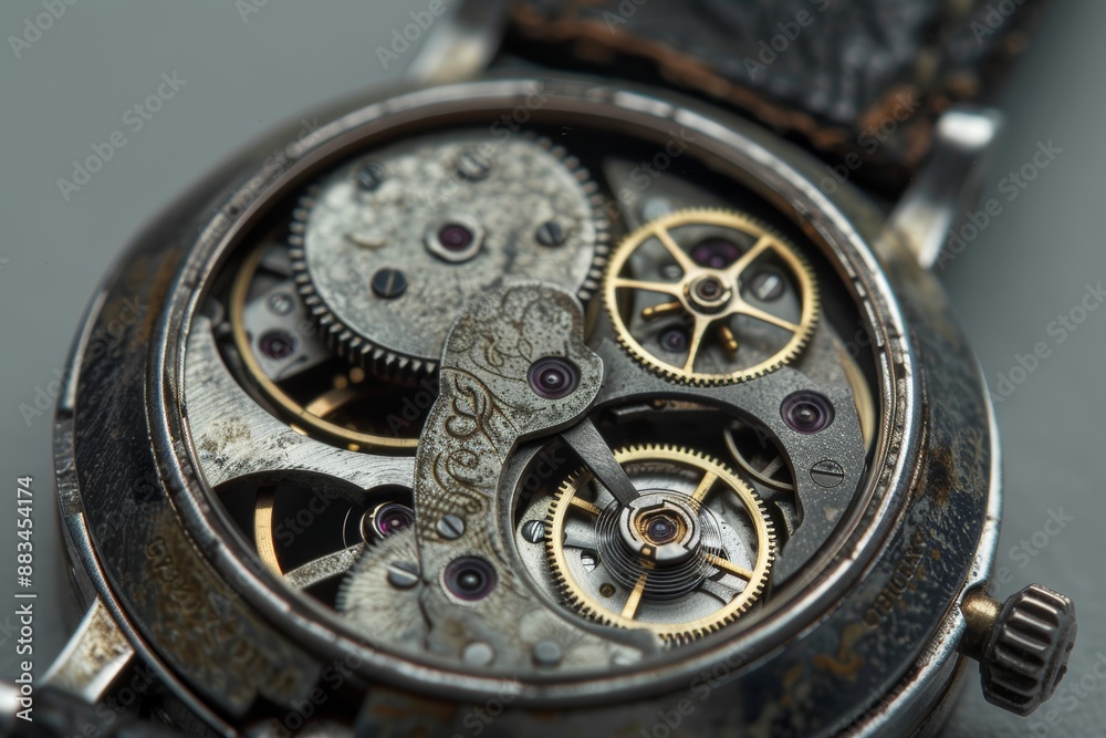 close-up of a clock mechanism. within the timepiece. close-up of clockwork cogwheels close-up of a clock mechanism. within the timepiece. close-up of clockwork cogwheels