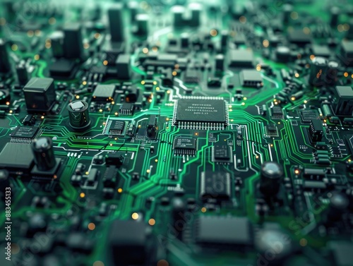 Computer Circuit Board Close Up