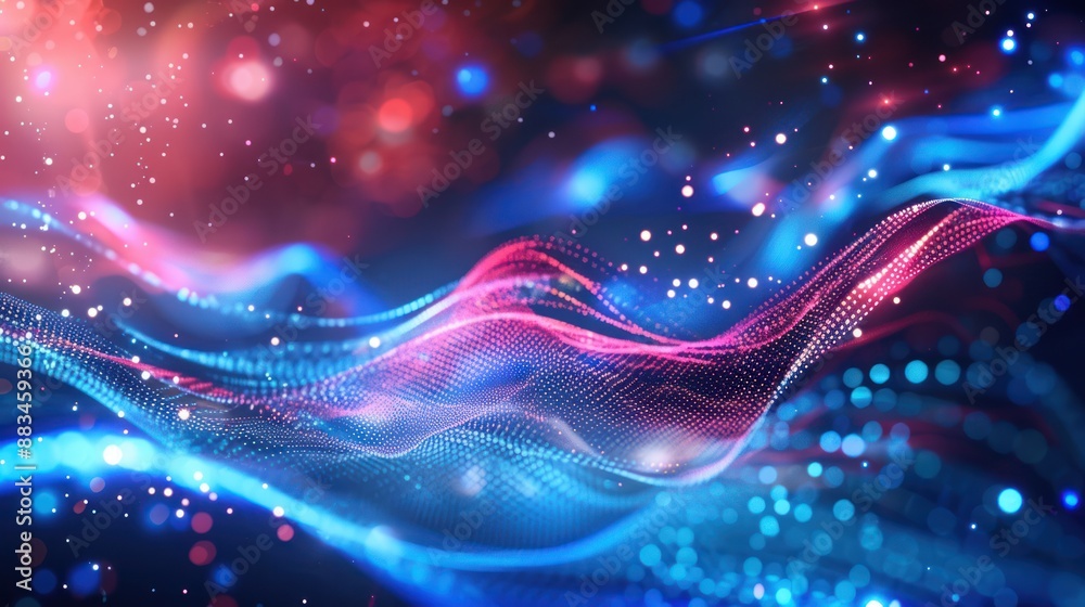 Abstract Digital Wave with Glowing Particles Abstract Digital Wave with Glowing Particles