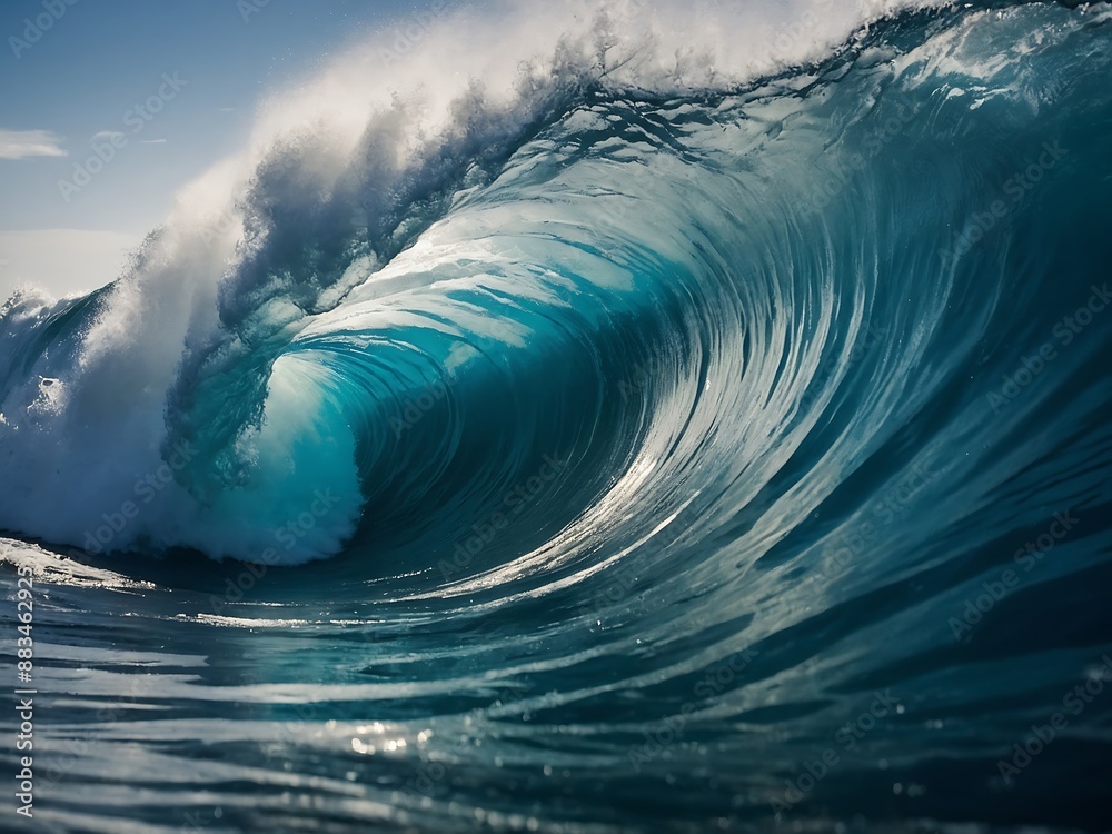 Breaking ocean wave creating a dramatic scene Breaking ocean wave creating a dramatic scene