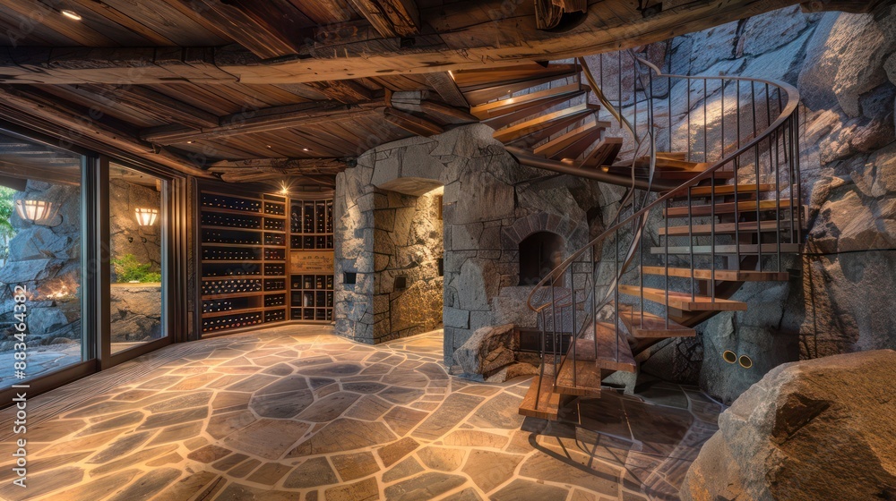 Picture of Mediterranean home with an underground wine cellar, accessed via a ...