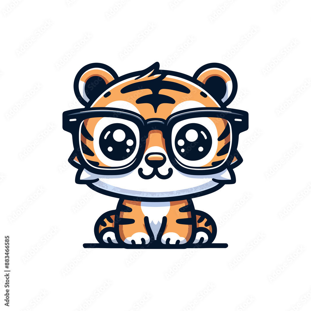 cute tiger wearing glasses icon character cute tiger wearing glasses icon character