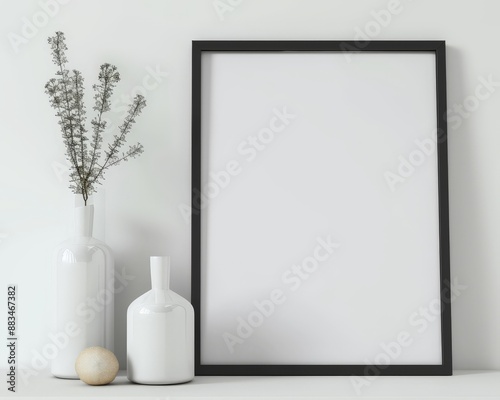 blank black frame with blank frame mockup illustration, in the style of use of paper, 32k uhd, framing