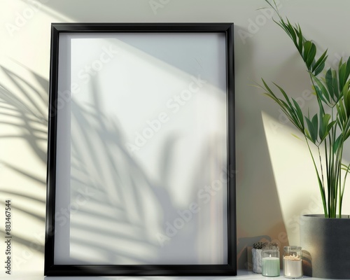 blank black frame with blank frame mockup illustration, in the style of use of paper, 32k uhd, framing
