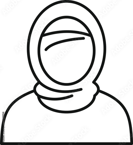 Muslim woman wearing hijab looking forward icon