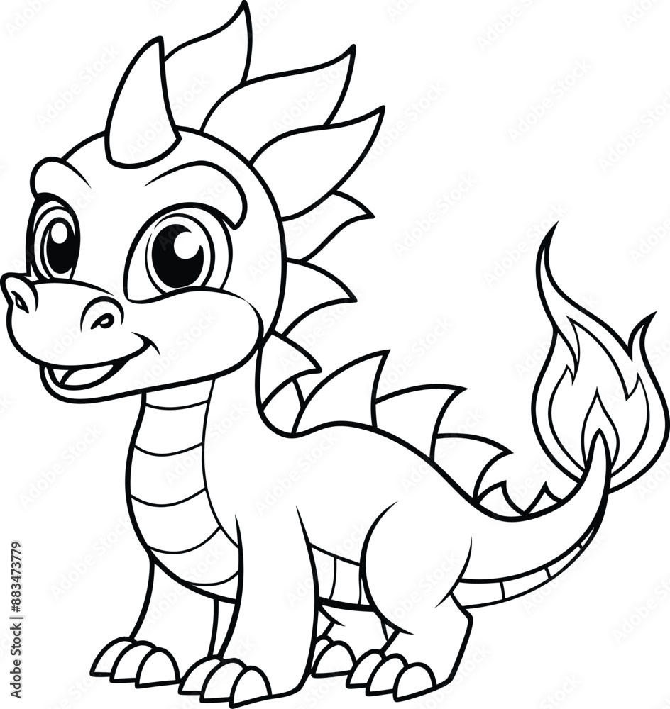 Cute Dragon wearing bow in his head vector mandala on white background , coloring page Cute Dragon wearing bow in his head vector mandala on white background , coloring page