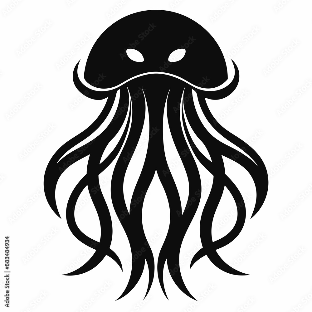 jellyfish black vector design-in-white background jellyfish black vector design-in-white background
