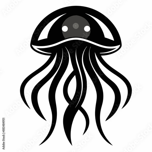 jellyfish black vector design-in-white background 