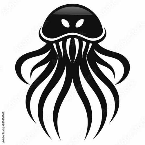 jellyfish black vector design-in-white background 