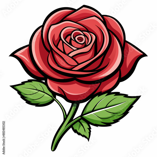 Wallpaper Mural A red rose vector art isolated on a white background  Torontodigital.ca