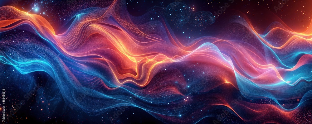 Abstract Design With Wavy Lines and Stars Abstract Design With Wavy Lines and Stars