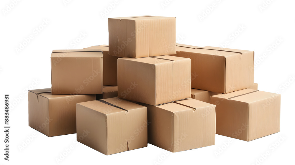 Stack of cardboard boxes isolated on transparent background Stack of cardboard boxes isolated on transparent background