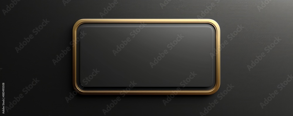 Elegant blank card with rounded corners and gold border on black background Elegant blank card with rounded corners and gold border on black background