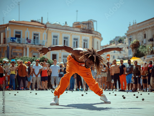 Jovens fazendo breakdance, um das últimas novas modalidades olímpicas photo