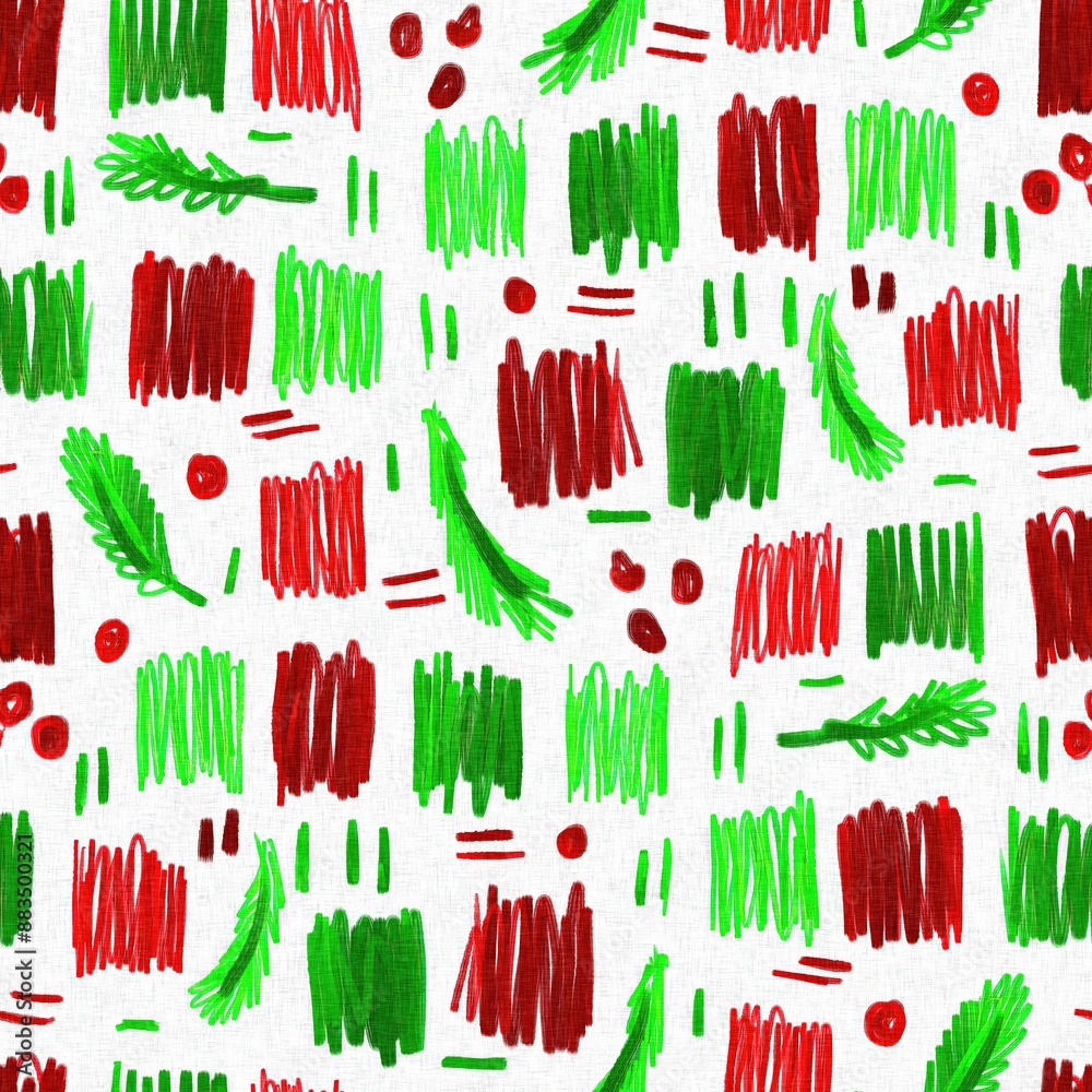 Modern christmas foliage fir branch in traditional red green colors for festive home decor. Scandi bright yuletide holiday background in repeatable tile swatch. Modern christmas foliage fir branch in traditional red green colors for festive home decor. Scandi bright yuletide holiday background in repeatable tile swatch.