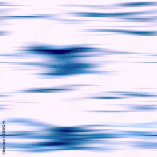 Modern summer thin line striped blur wash seamless pattern background for trendy beach wear and coastal living designs. Repeatable alcohol ink bleed effect in blue white indigo colors