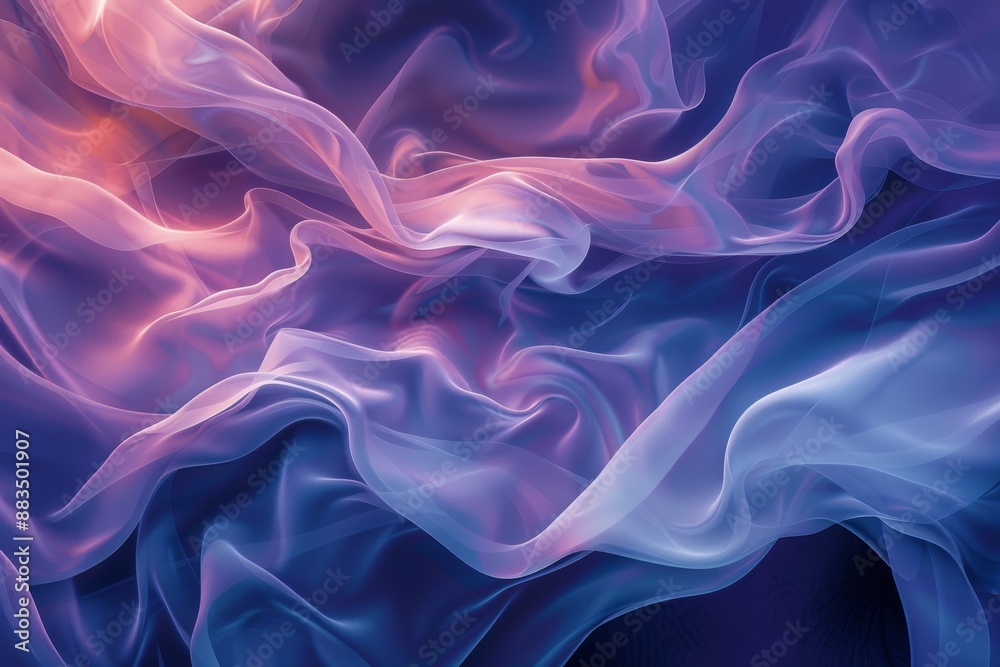 Obraz premium Close-up of flowing fluid abstract shapes in vibrant purple and pink colors