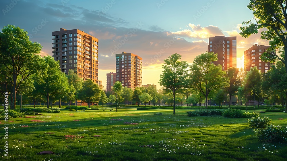 Obraz premium Infographic explaining the insurance benefits of living in a HighRise Building focusing on coverage options and tenant peace of mind