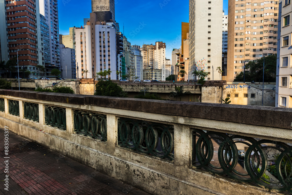 View of the buildings in the central region of the city from the Major Quedinho Viaduct in downtown Sao Paulo View of the buildings in the central region of the city from the Major Quedinho Viaduct in downtown Sao Paulo
