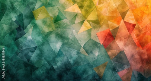 Abstract Orange And Green Geometric Pattern Background