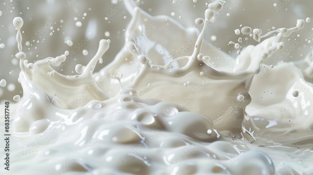 A simple image showing a splash of milk on a white surface A simple image showing a splash of milk on a white surface