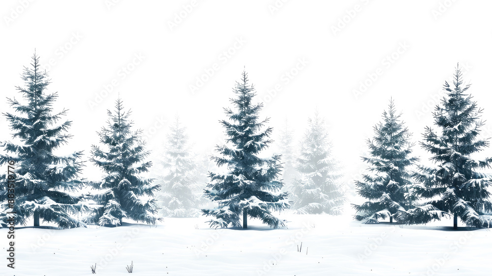 Winter coniferous forest on a transparent background Winter coniferous forest on a transparent background