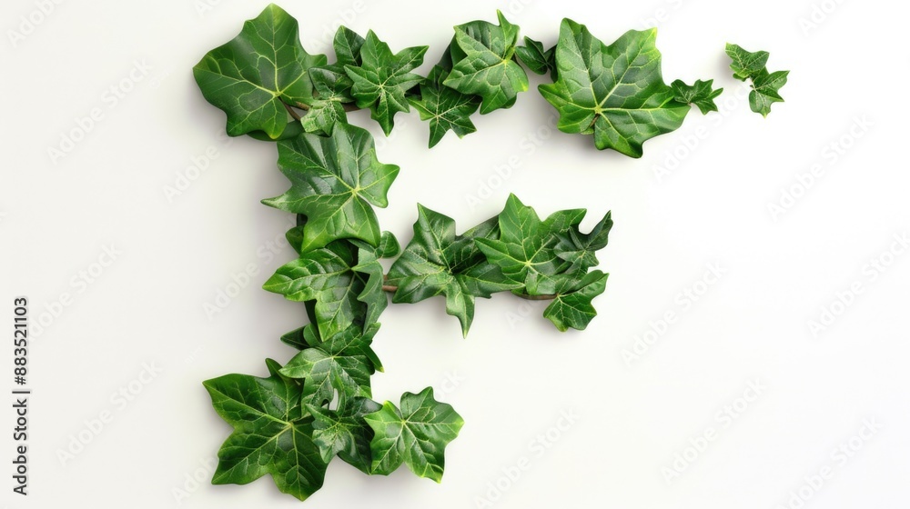 Obraz premium Close-up shot of the letter 'f' composed of ivy leaves