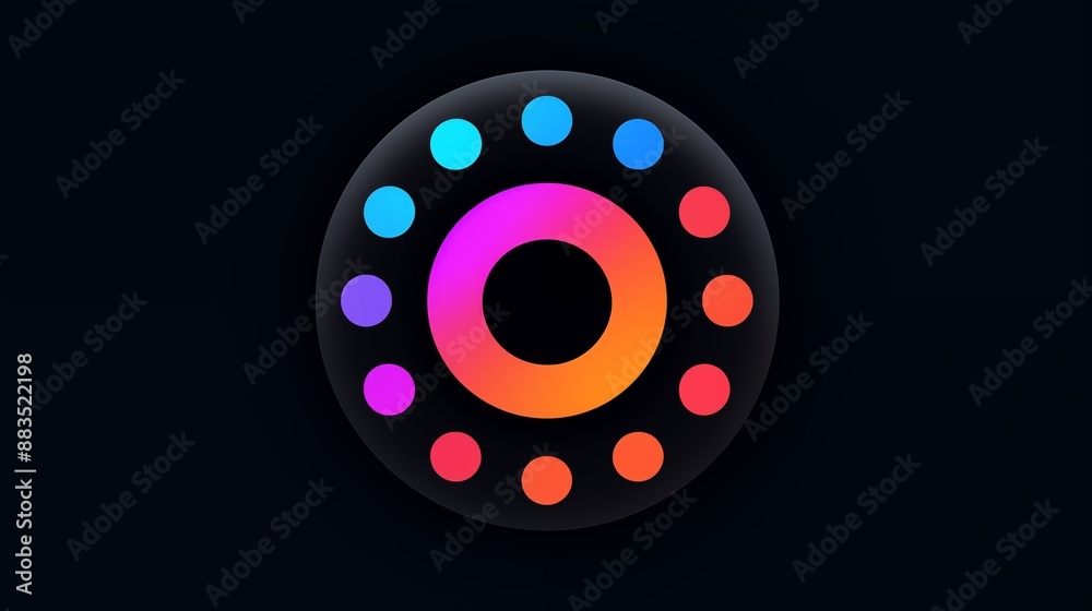 Colorful Gradient Circle Design with Dots and Concentric Rings Colorful Gradient Circle Design with Dots and Concentric Rings