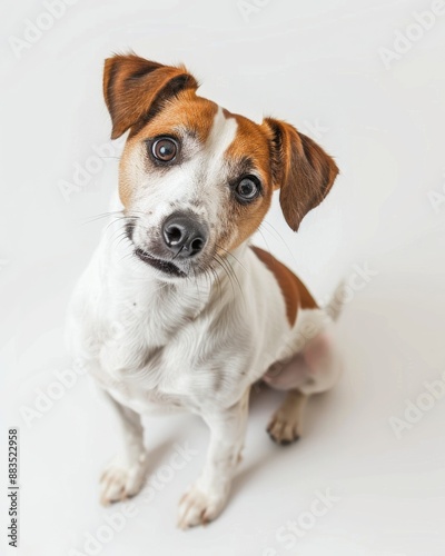 Dog Confused. Jack Russell Terrier in Close-Up Isolated on White Background © Serhii
