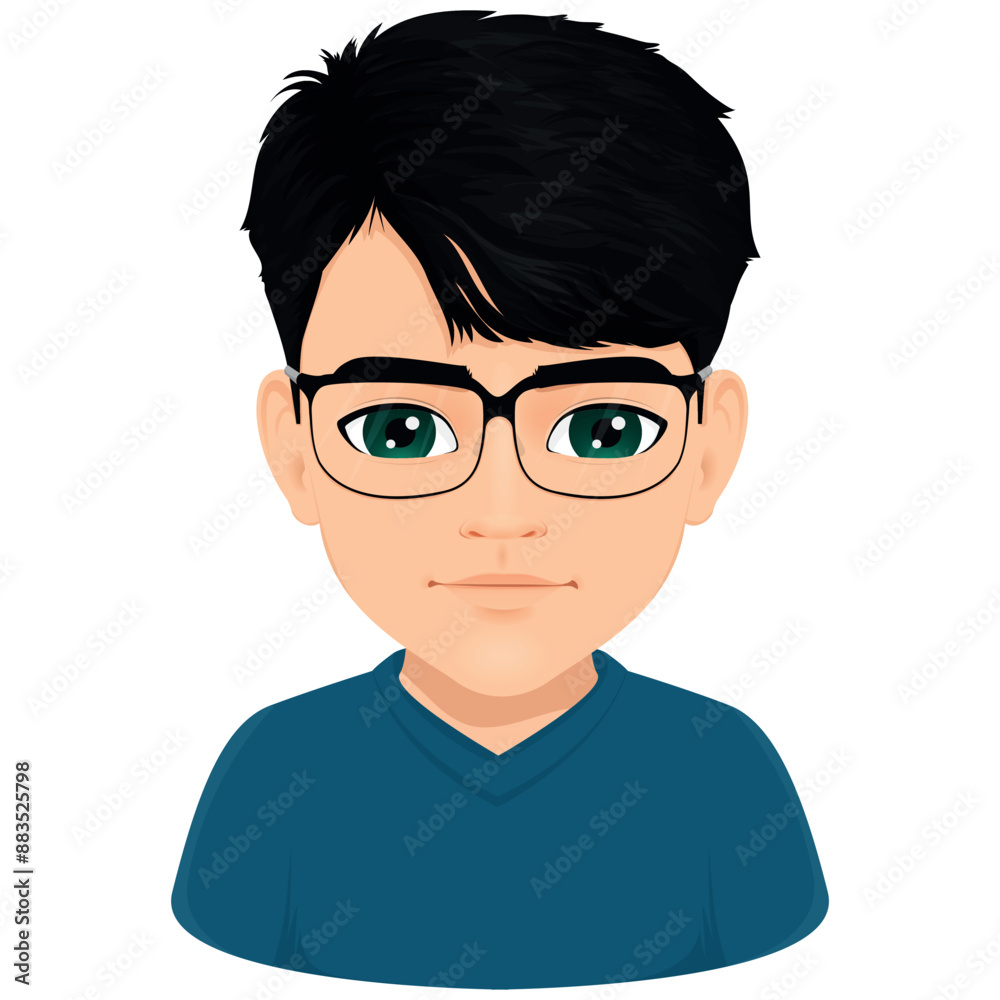 Portrait of young male student with straight black hair Portrait of young male student with straight black hair