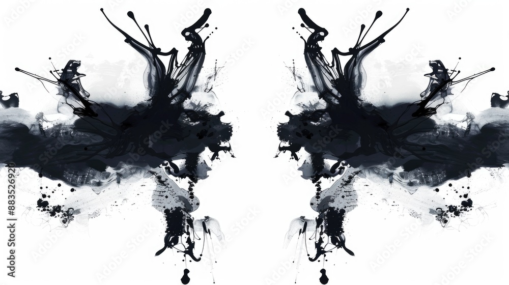 Two black ink splatters on a surface