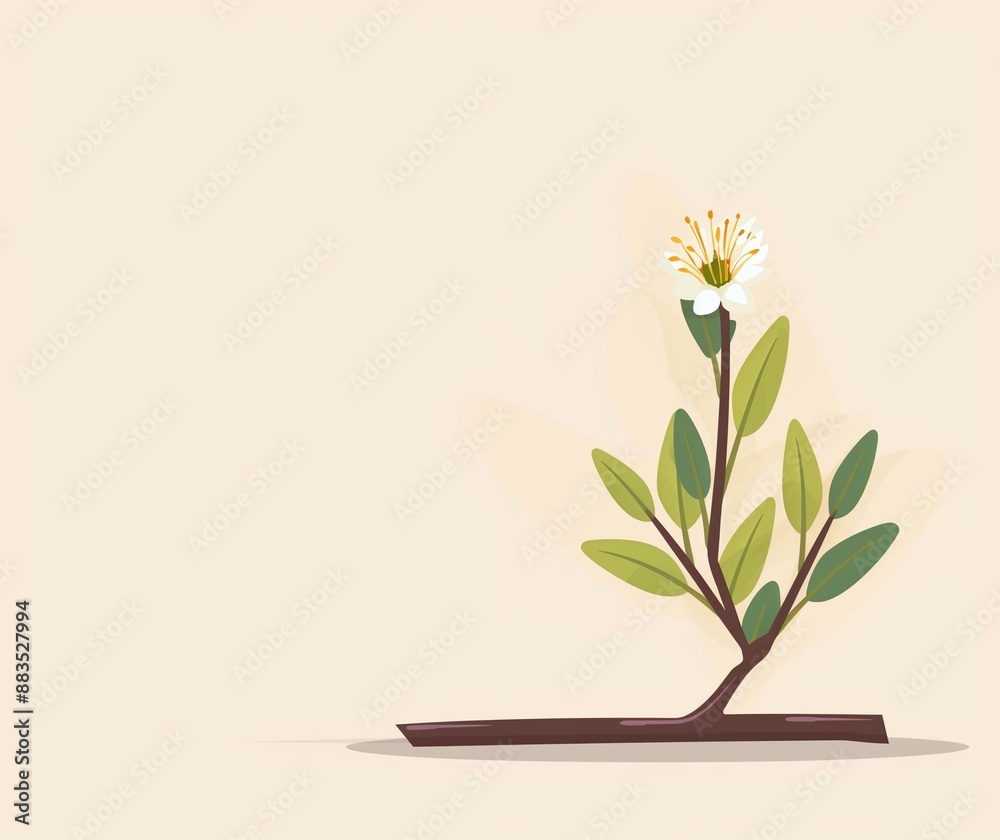 Minimalistic Flower Illustration on Beige Background for Nature and Botanical Themes. Minimalistic Flower Illustration on Beige Background for Nature and Botanical Themes.