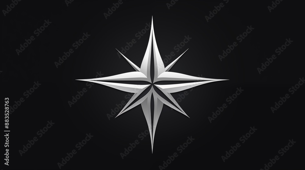 Obraz premium A Stylized Compass Rose with Sharp Angles and Metallic Shine